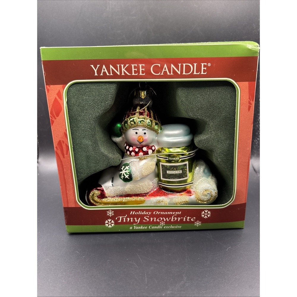 Tiny Snowbrite Yankee Candle Glass Keepsake‎ Christmas Ornament Mistletoe